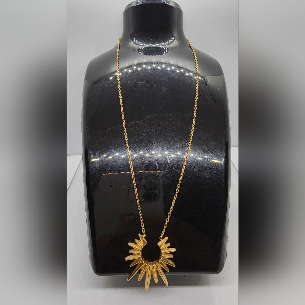Gold Sunburst Pendant Necklace